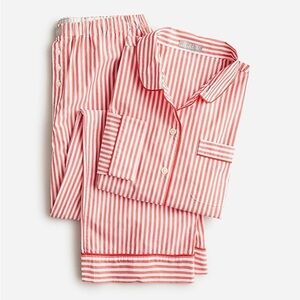 J Crew Long-sleeve cropped pajama TOP ONLY striped cotton poplin BU654